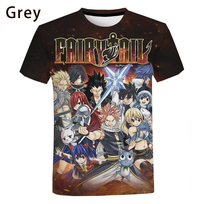 

2022 New Game Fairy Tail 3D Print T Shirt Summer Fashion Casual Short Sleeve Cool T-shirt Teens Harajuku Streetwear