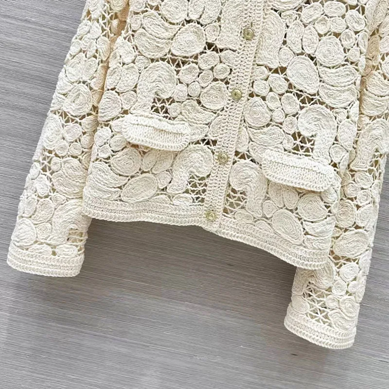 Новинка 2024 осенне-зимний вязаный кардиган пальто высокого качества женский