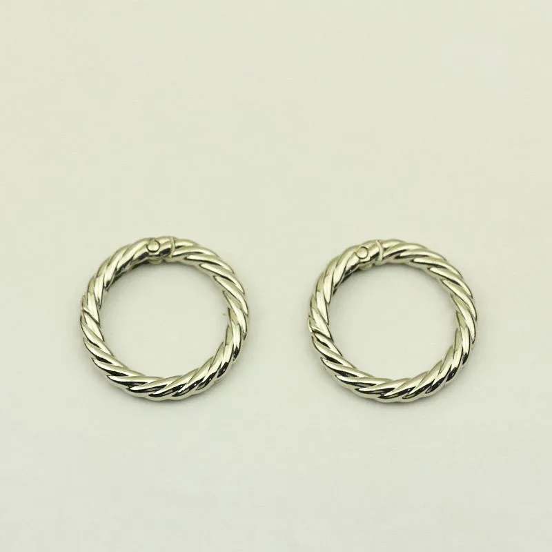 20Pcs 25mm Fashion Weave Colored Spring Ring Buckle Twist Open O Ring Keychain Connection Hook Buckles DIY Bags Accessories