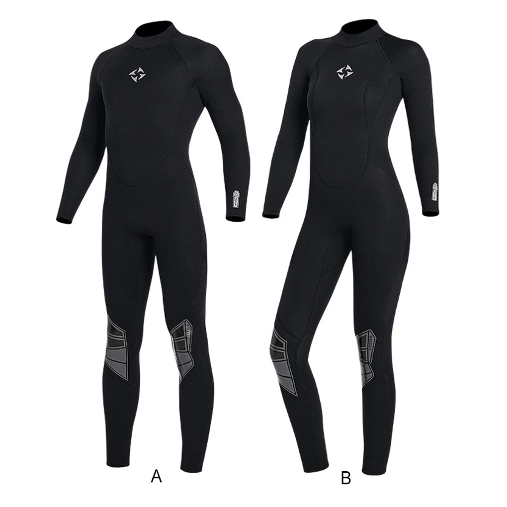 Diving Suit Neoprene Swimsuits Easy to Wear Long Sleeve One-piece Style Wetsuit Classic Crew Neck Men Black XXL