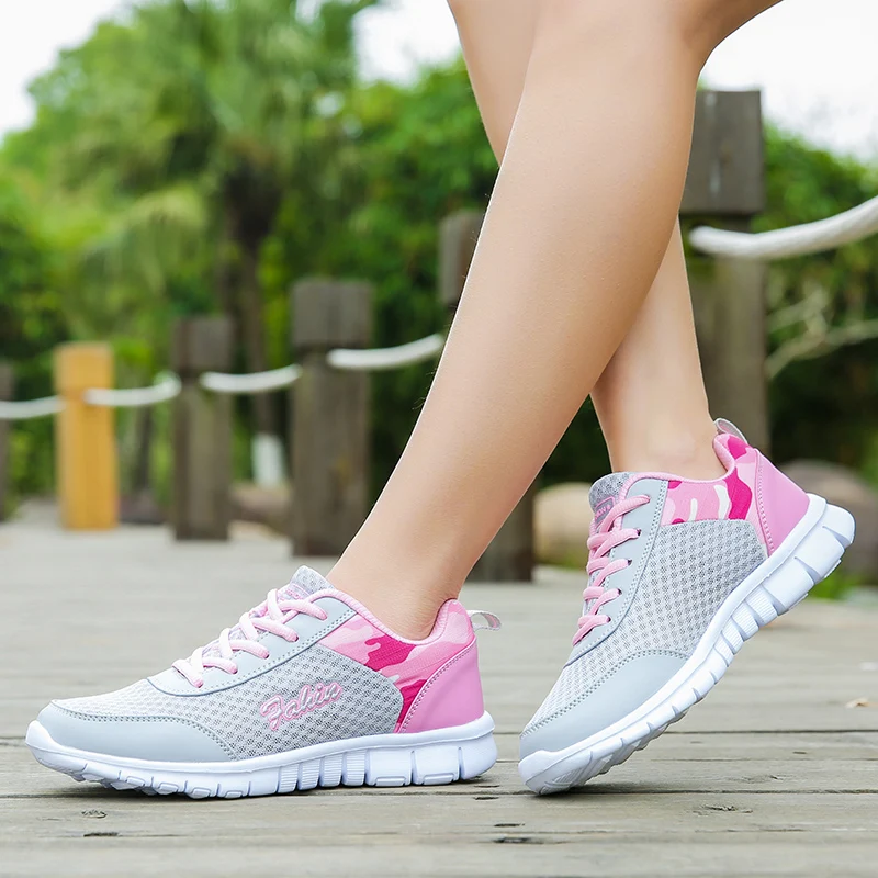 Women Casual Shoes Fashion Breathable Walking Mesh Flat Shoes Woman White Sneakers Women 2020 Tenis Feminino Gym Shoes Sport