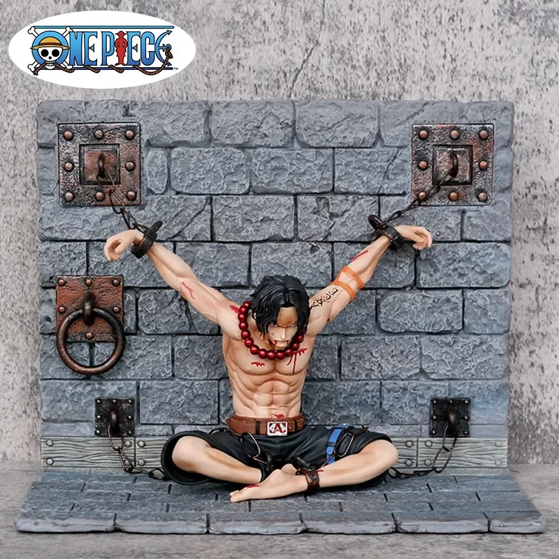 

22cm Anime One Piece Portgas D Ace Figure Gk Prison Manga Statue Pvc Action Figurine Collectible Model Toys Kids Christmas Gift