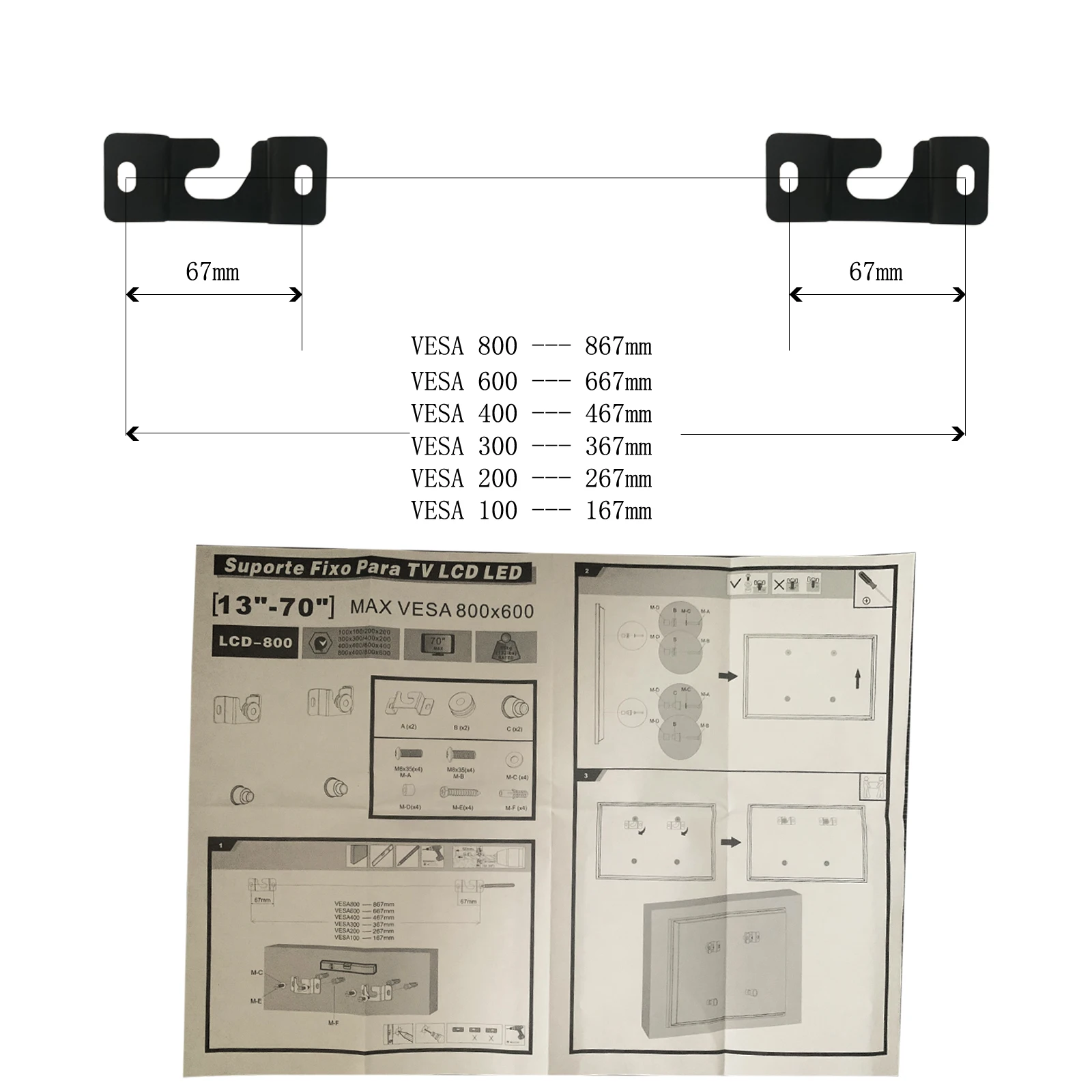 Настенное крепление для телевизора Suszhe фиксированное настенное от 13 до 70 дюймов