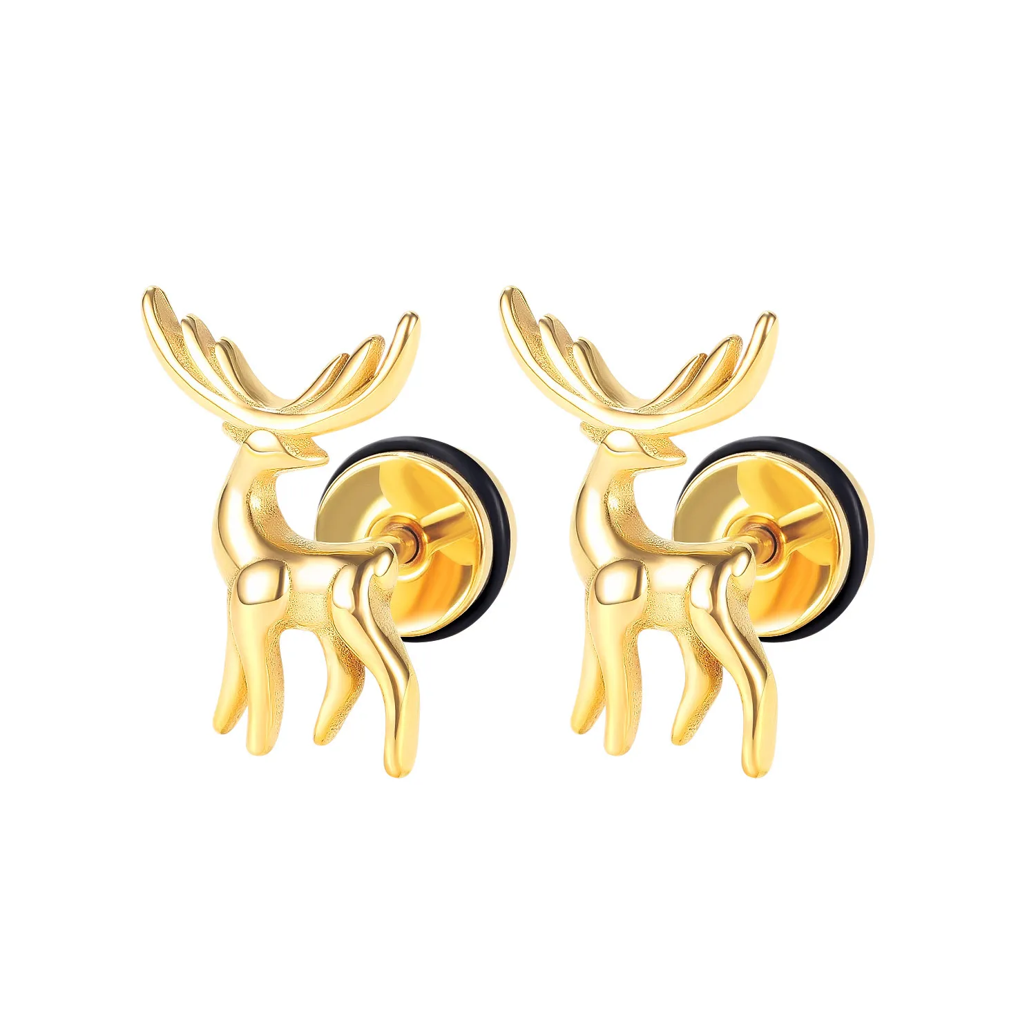 

Korean Style Fashionable Simple All-Match Little Deer Stud Earrings Men's and Women's New Stainless Steel Earrings Gb683