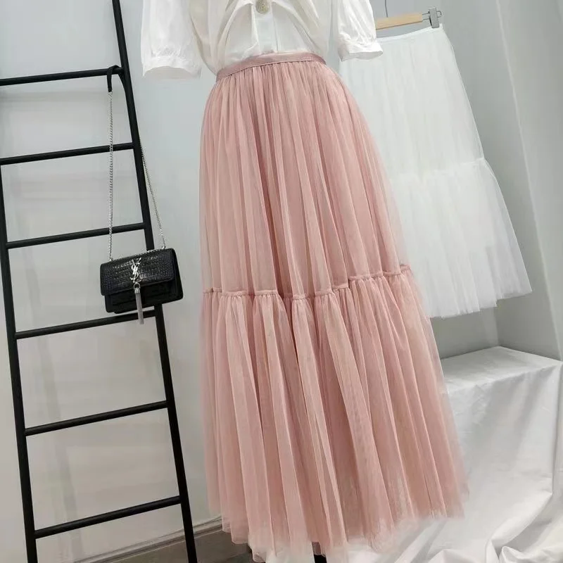 

Maxi Long Tulle Skirts for Women Black Gothic Pleated Skirt Casual Party Fairycore Summer Winter Jupe Longue 2023 Falda Mujer