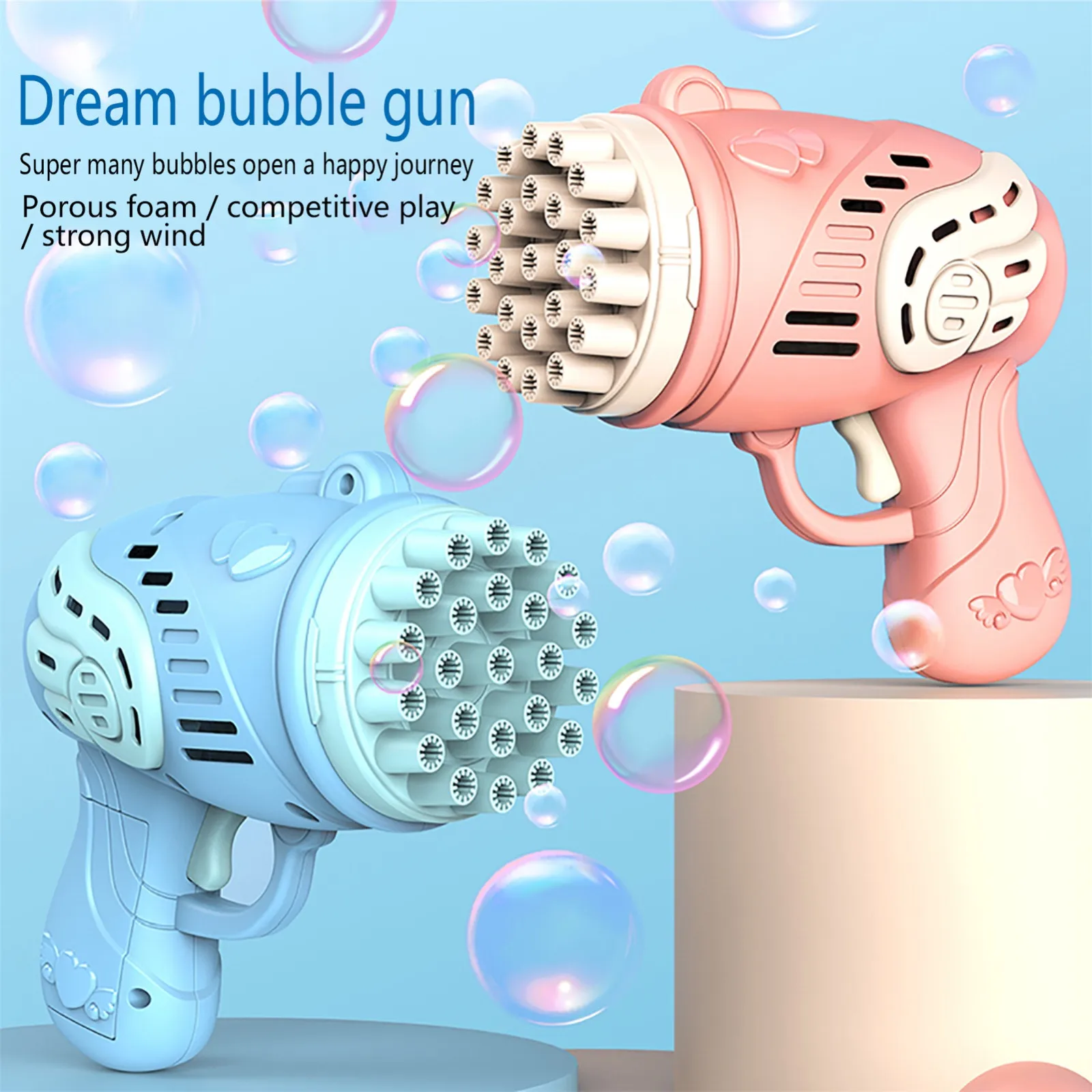 

Upgrade 23-hole Kids Gatling Bubble Gun Charging Electric Rocket Launcher Wedding Bubble Machine Soap Water Children Bath Toys
