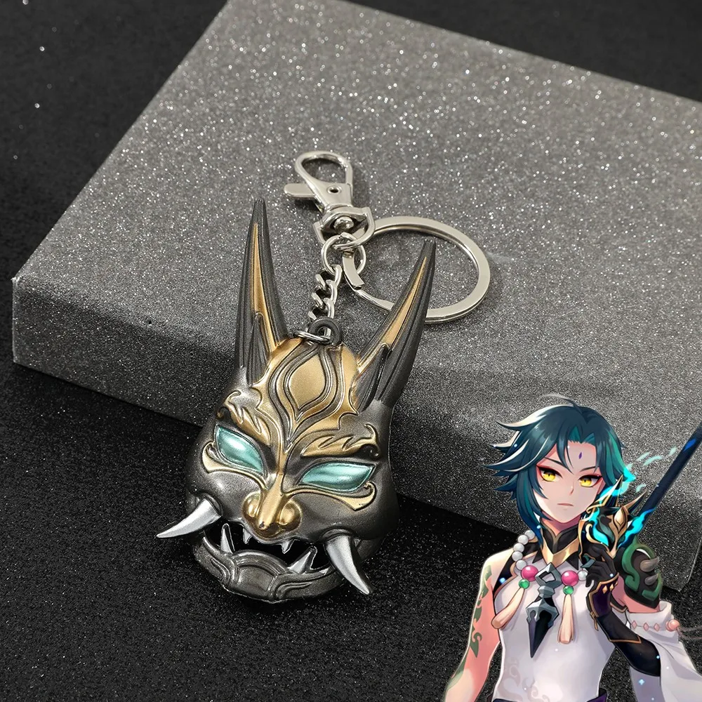 

Game Genshin Impact Yasha Xiao Mask Pendant KeyChain Metal Alloy Keyring Anime Figure Cosplay Prop Jewelry Accessories Gifts