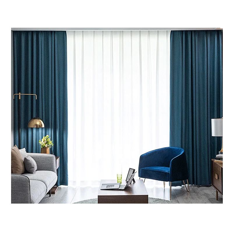 

Плотные однотонные хлопковые льняные шторы для спальни гостиной роскошные современные Европейский стиль оконные занавески светонепроницаемые шторы