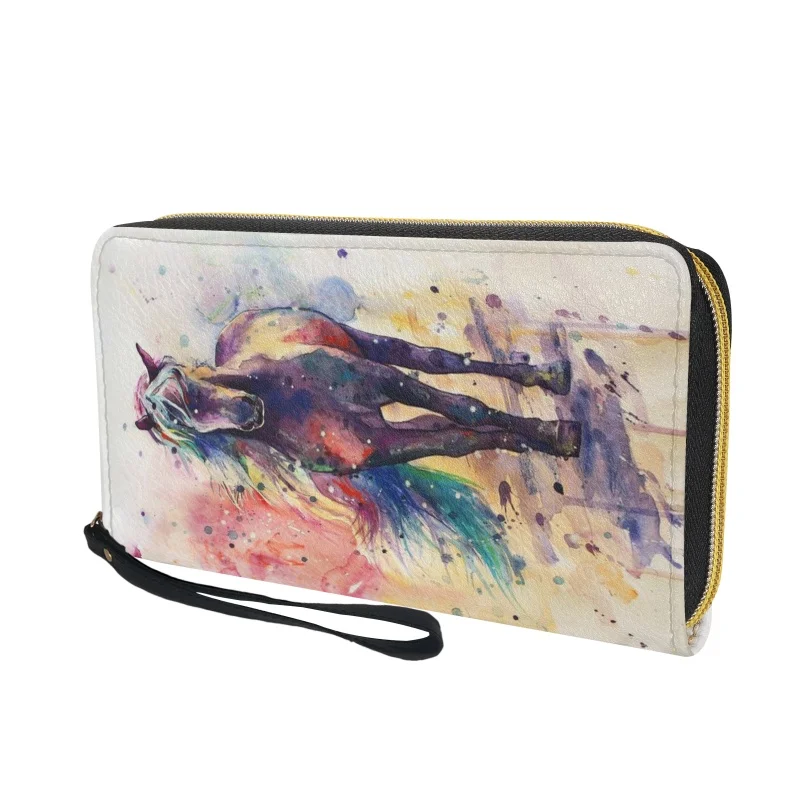 Belidome Women Clutch Zip Around Horse Wallet with Coin Pocket Credit Card Holder Purse Long Pu Leather Cash Bags with Wristlet