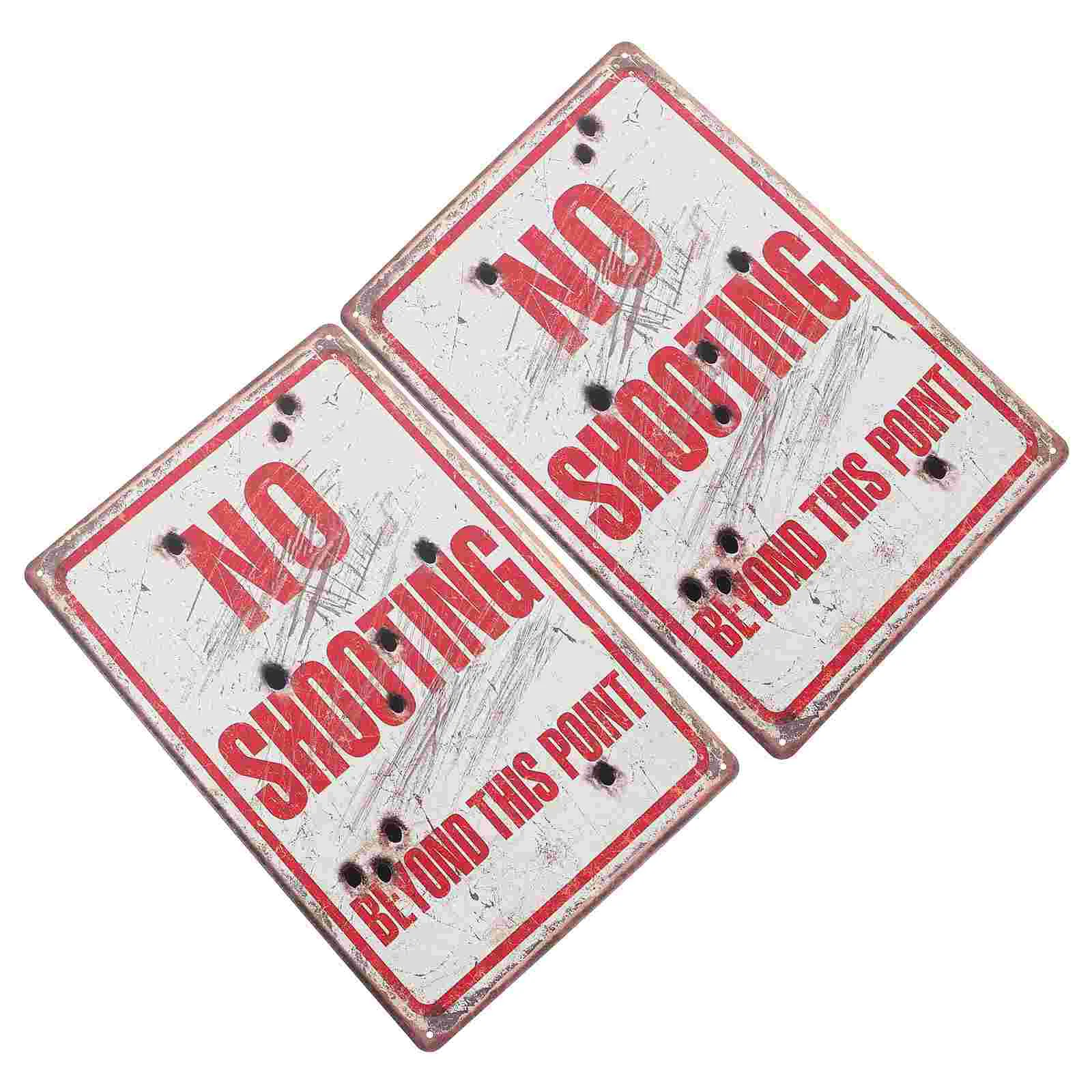 

2 Pcs Property Warning Board Hanging Pictures Home Sign Iron Caution Signs Yard