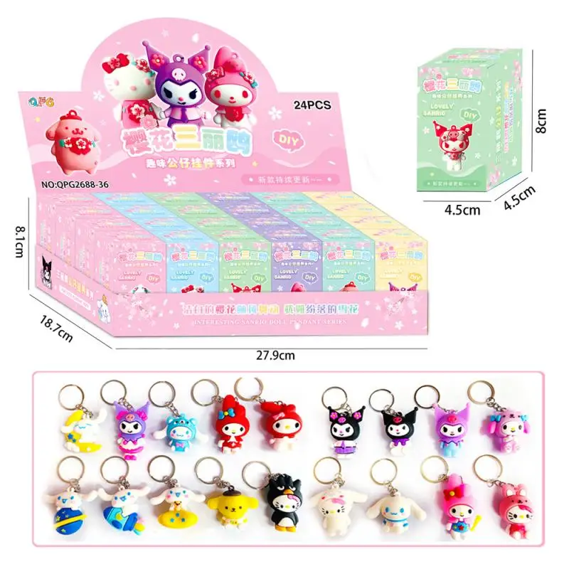 

Sanrio helloKitty Keychain Kawaii Cinnamoroll Kuromi Pendant Pikachu Keyring Pendant Schoolbag decoration Children Toys Gifts