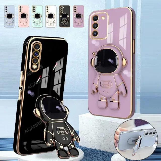 A 50 70 03 Astronaut Holder Luxury Plating Case For Samsung Galaxy A50 A70 A50s A30s A03 A20s A21s A30 Silicone Stand Cover A03s 1