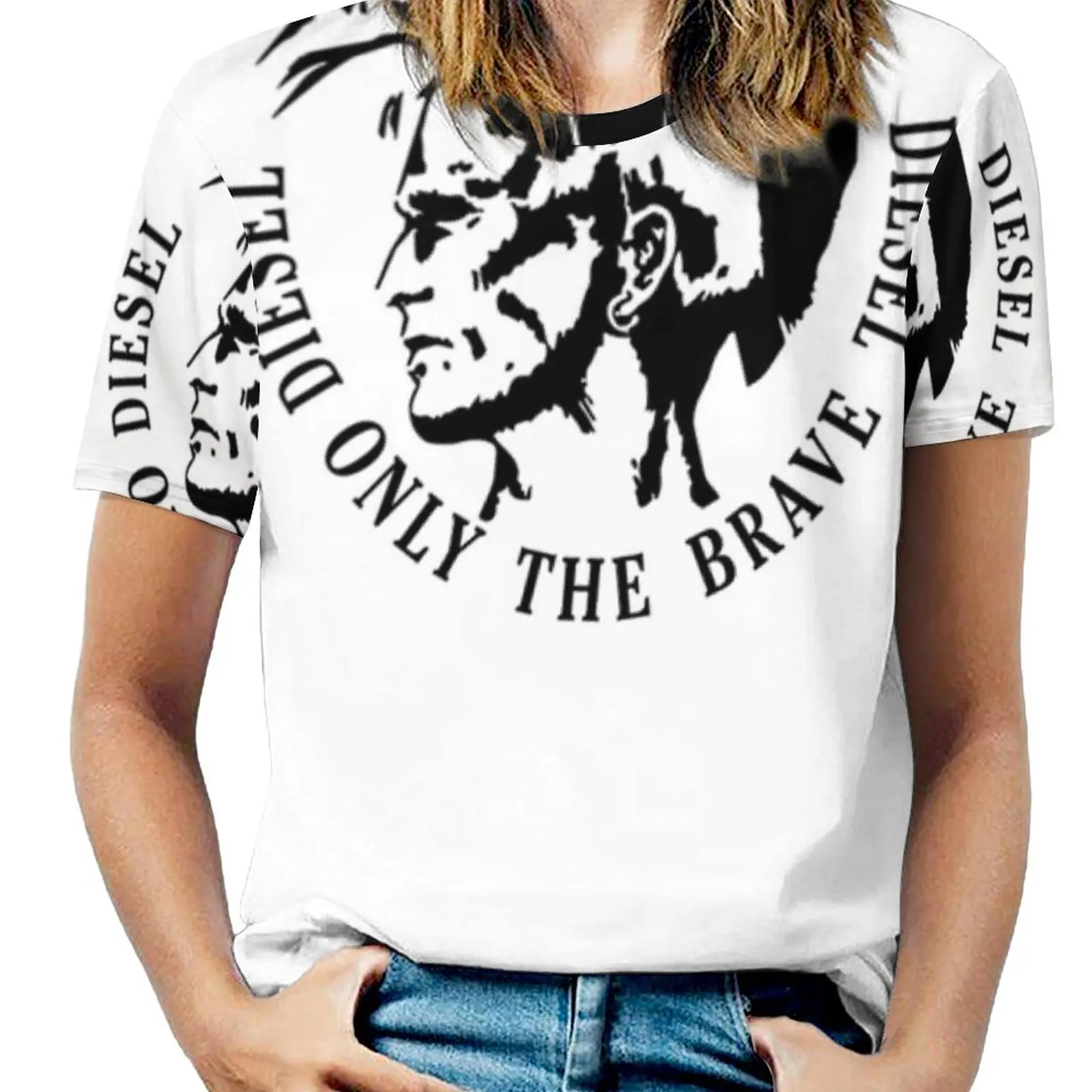 Женская Винтажная футболка на молнии с принтом символикой