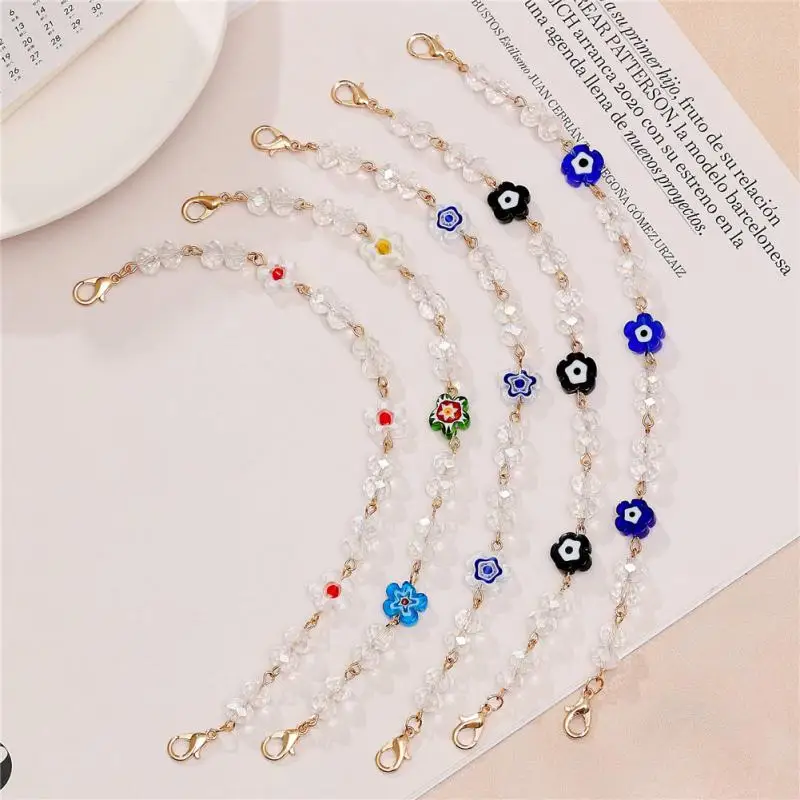 

Fashion Sunglasses Chain Mask Anti-lost Metal Lanyard For Women Crystal Flower Hanging Rope Glasses Accessories