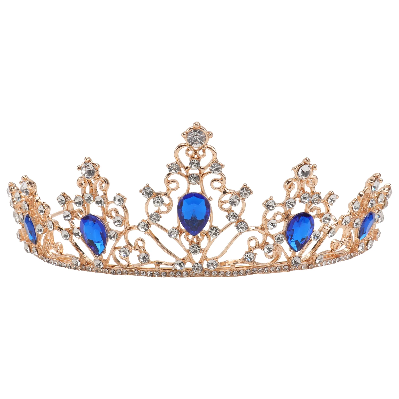 

Vintage Baroque Rhinestone Tiara Royal Tiara Wedding Birthday Party Crowns Headpieces for ( Blue )