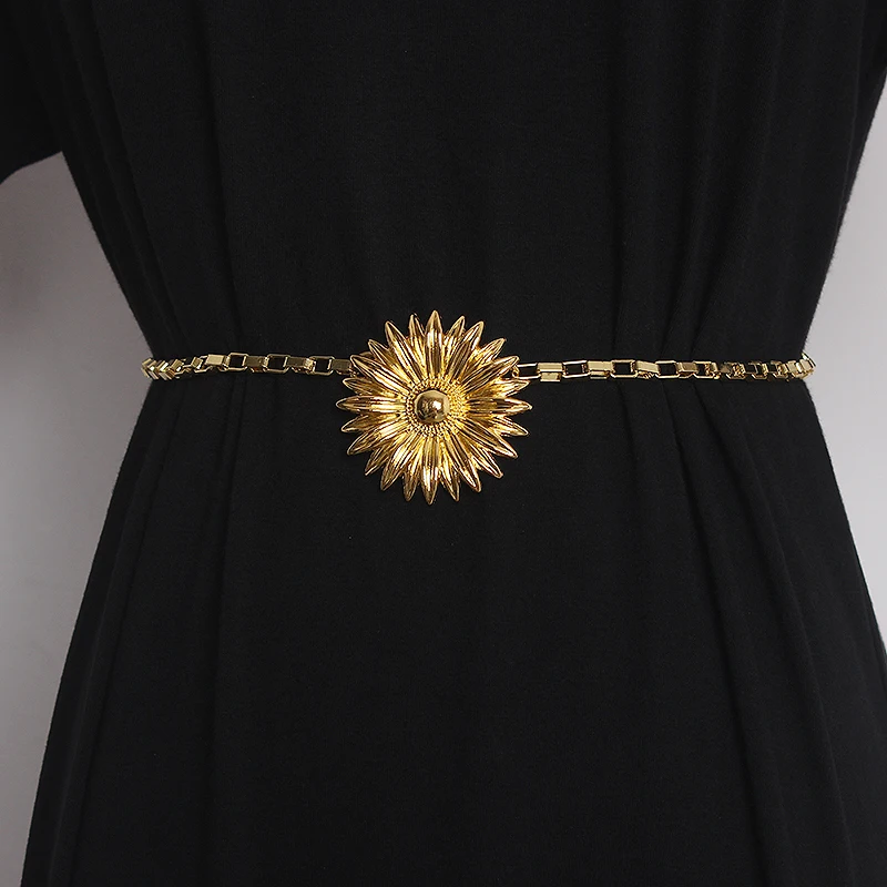 Golden sunflower waist chain ladies daisy belt and chain accessories