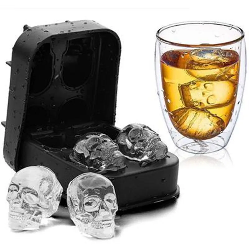 

4 Hole Silicone Mold Bar Christmas Skull Ice Cube Tray Chocolate Molds DIY Dessert Homemade Tools Relieve Heat Ice Mold Maker