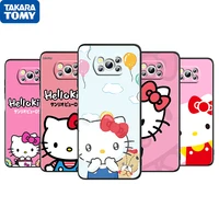 lovely anime hello kitty for xiaomi poco m4 x3 f3 gt nfc m3 c3 m2 f2 f1 x2 pro mi mix3 black phone case fundas coque capa cover