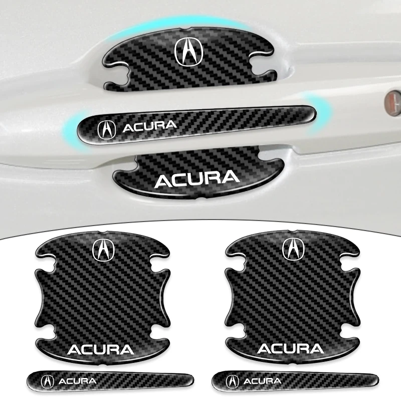 

8 шт., наклейки на дверные ручки автомобиля, из углеродного волокна