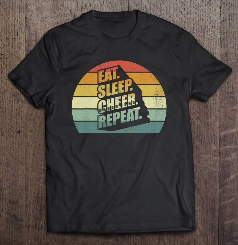 

Винтажные Ретро футболки с надписью «Eat Sleep Cheer Повтор Cheer Cheerleader Mom» Футболки Графические футболки Гранж Мужская футболка