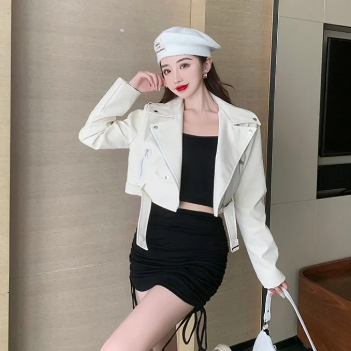 Mini Short Pu Jacket Women Winter Coat Women Autumn Winter Loose Casual Short Zipper Jacket Long Sleeve Leather Jackets