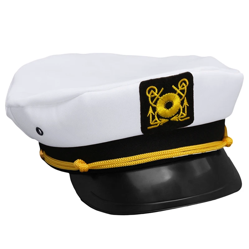 

2023 New Vintage White Adjustable Skipper Sailors Navy Captain Boating Military Hat Cap Adult Party Fancy Dress Unisex