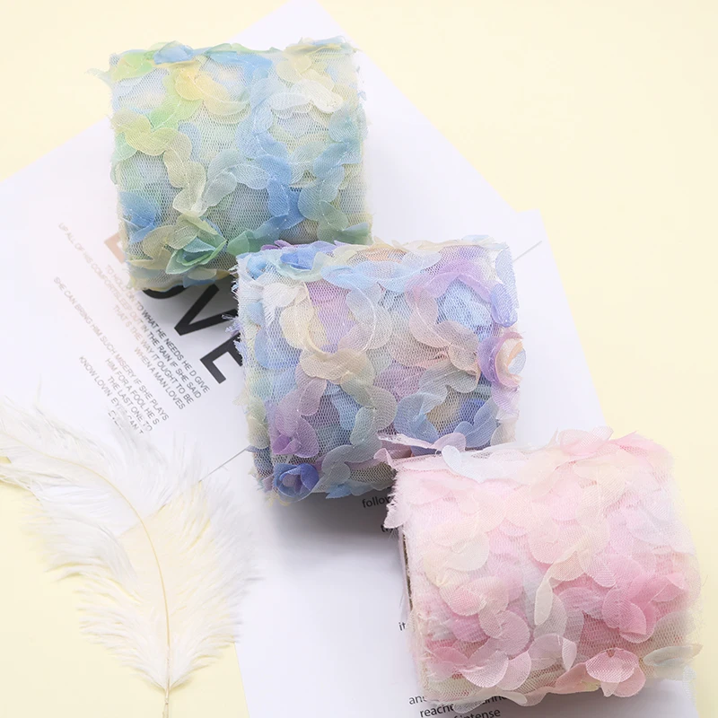 

8cm 10Yards Rainbow Tulle Colorful Sewing Flower Mesh Ribbon Movie DIY Baking Giftbox Wrap Hairbow Material Poms Bowknots Bridal