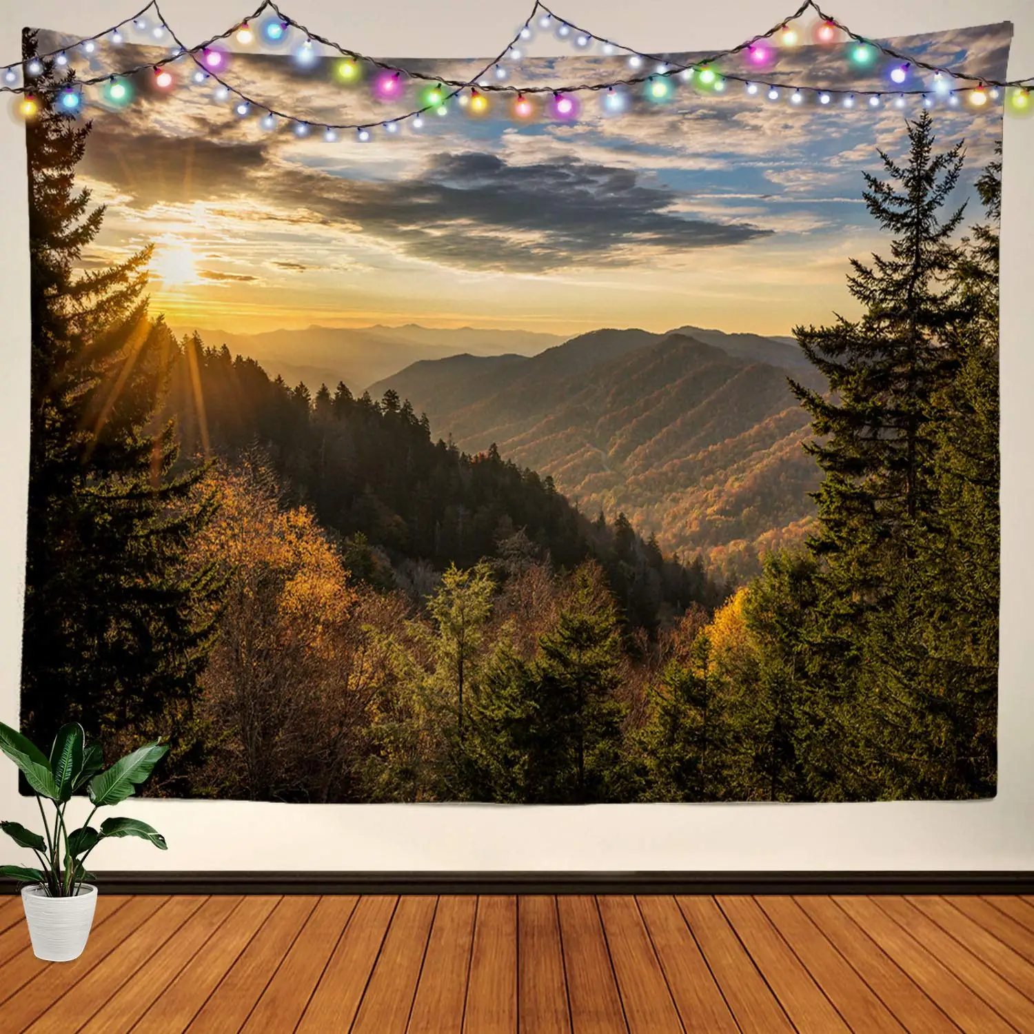 

Золотисто-желтый натуральный восход солнца гобелен пейзаж горы настенная подвесная фототкань для спальни гостиной настенный Декор