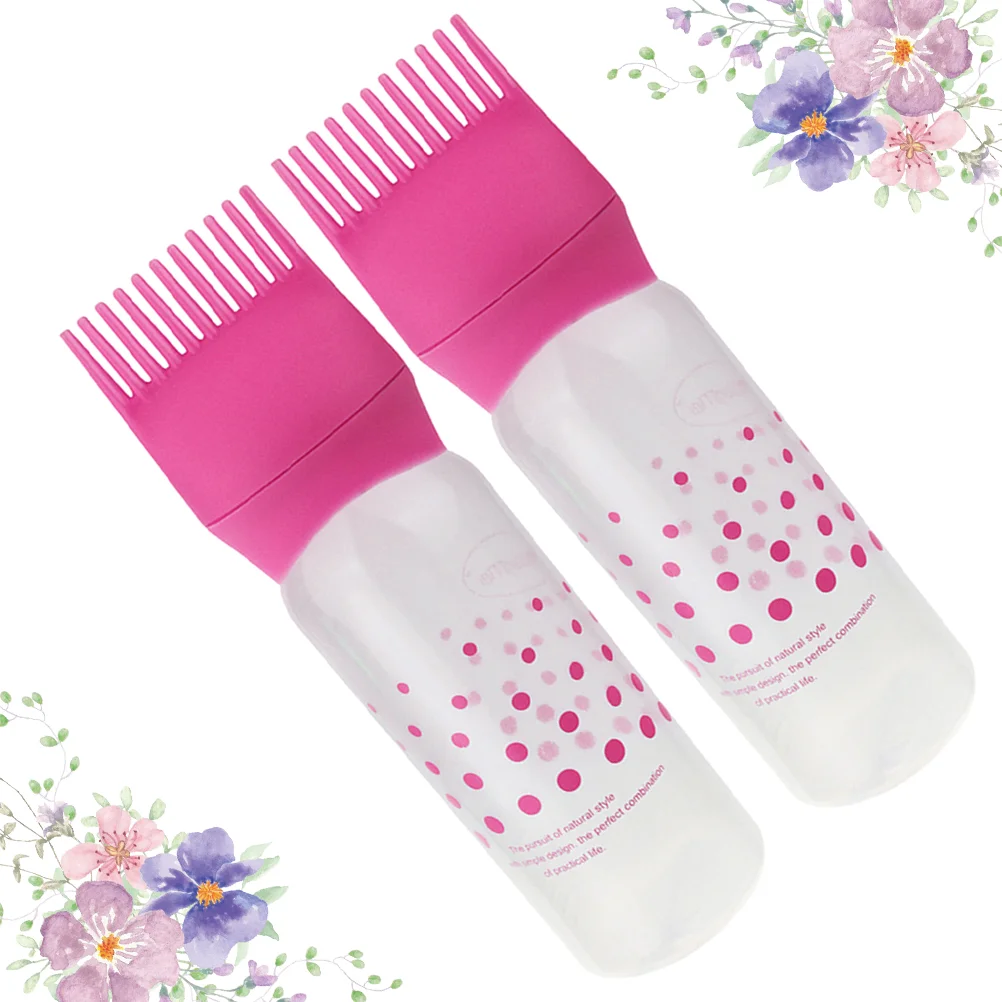 

2pcs Colorful Hair Dye Bottles Hairdressing Hair Applicator with Scale Lines Hairdressing Hair Dye Bottle for Home Salon)
