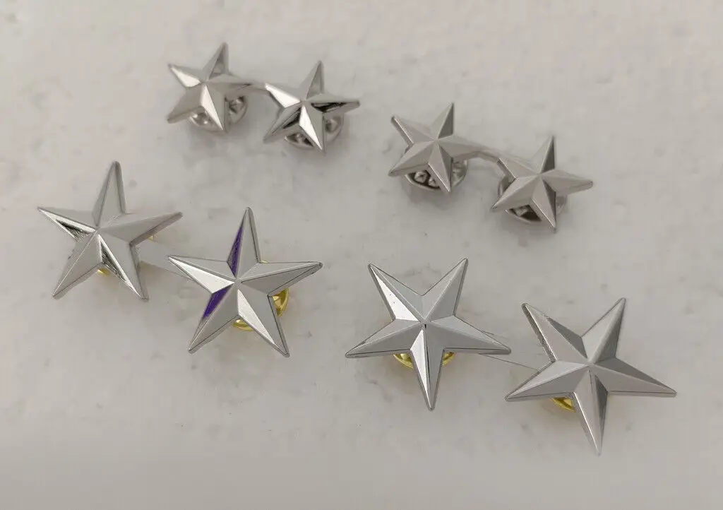 Две пары значков Второй мировой войны Американский армейский офицер 2 звезды главный рейтинг значки Pin - US294 Две пары значков Второй мировой войны Американский армейский офицер 2 звезды главный рейтинг значки Pin - US294