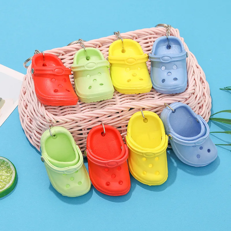 

50pcs Mixed Colors 3D Mini 7cm EVA Beach Hole Little Croc Shoe Keychain Bag Accessories Keyring Car Handbag Key Chain Charms