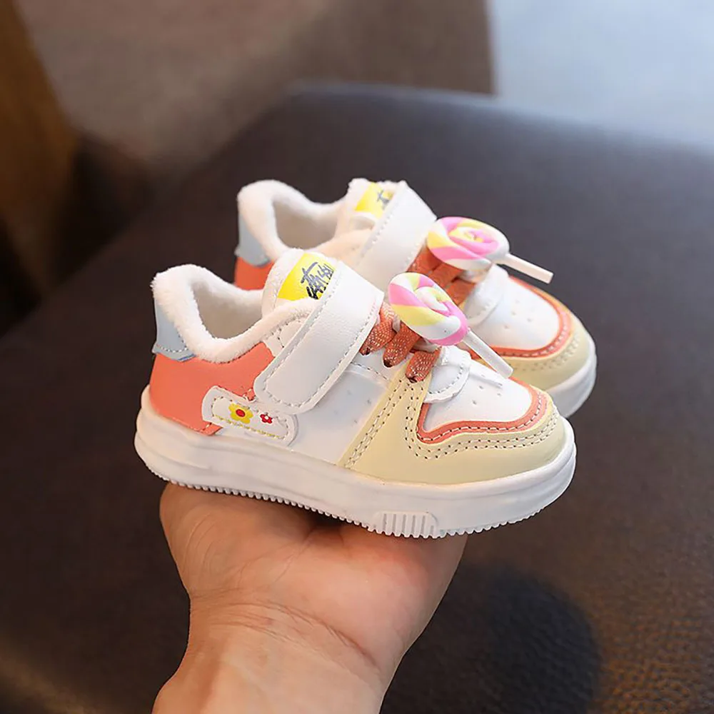 

Winter Toddler Shoes For Baby 0-6Y Boys Girls Plush Warm Boots Korean Style PU Leather Ergonomics Skate Shoes For Children