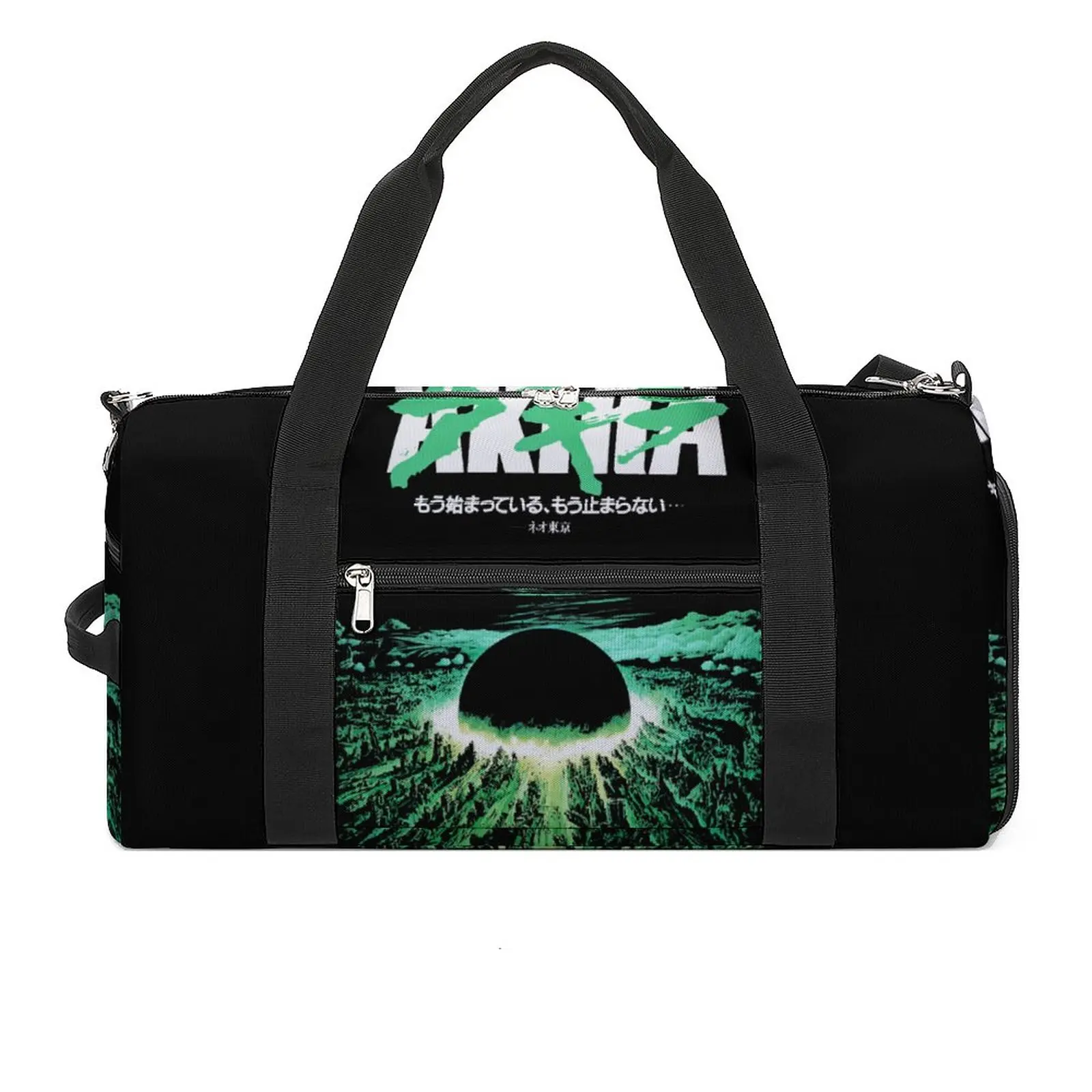 

Akira Green Japanese City Explosion Sport Bags Neo with Shoes Gym Bag Portable Men Women Print Handbag Travel Funny Fitness Bag