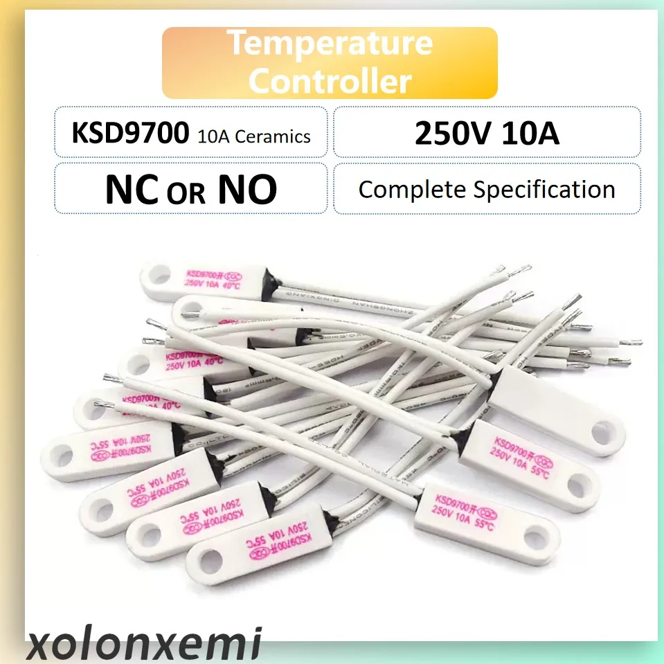 Керамический регулятор температуры KSD9700, 2 шт., температурный протектор 10A NC или NO 10A 40 ℃ to 150 ℃ 45 ℃ 50 ℃ 60 ℃ 70 ℃ 95 ℃ 100 ℃ 120 ℃