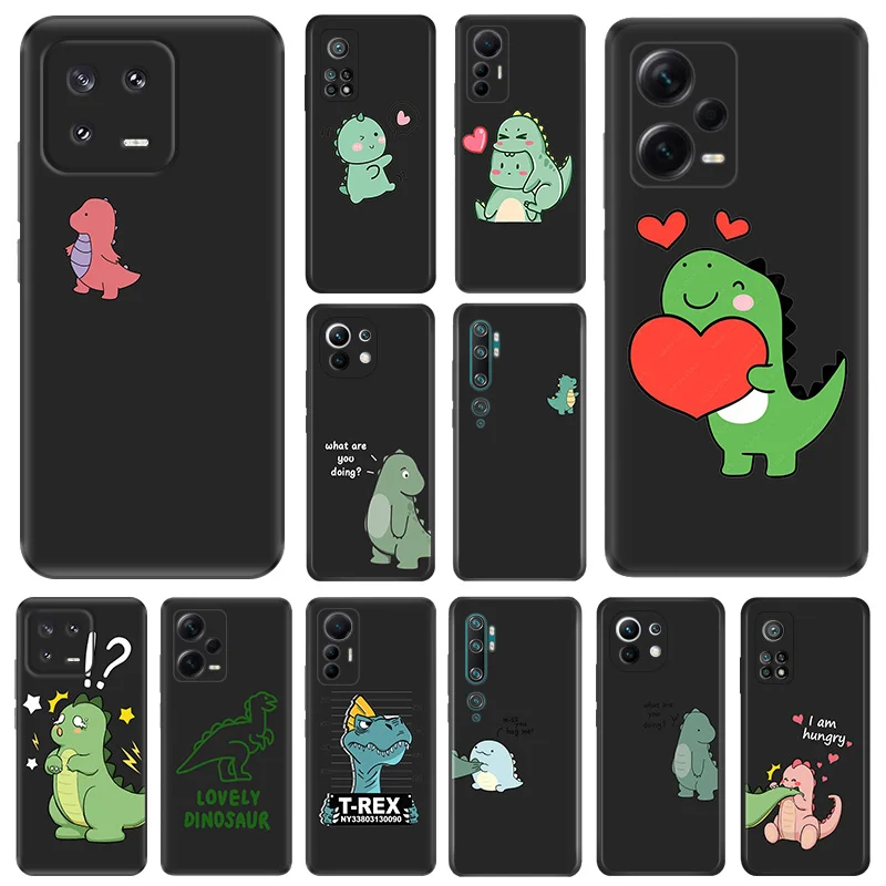 Матовые чехлы для телефонов Redmi 12 12c 13c Note12 Note13 Pro сомнения динозавр мультфильм Xiaomi