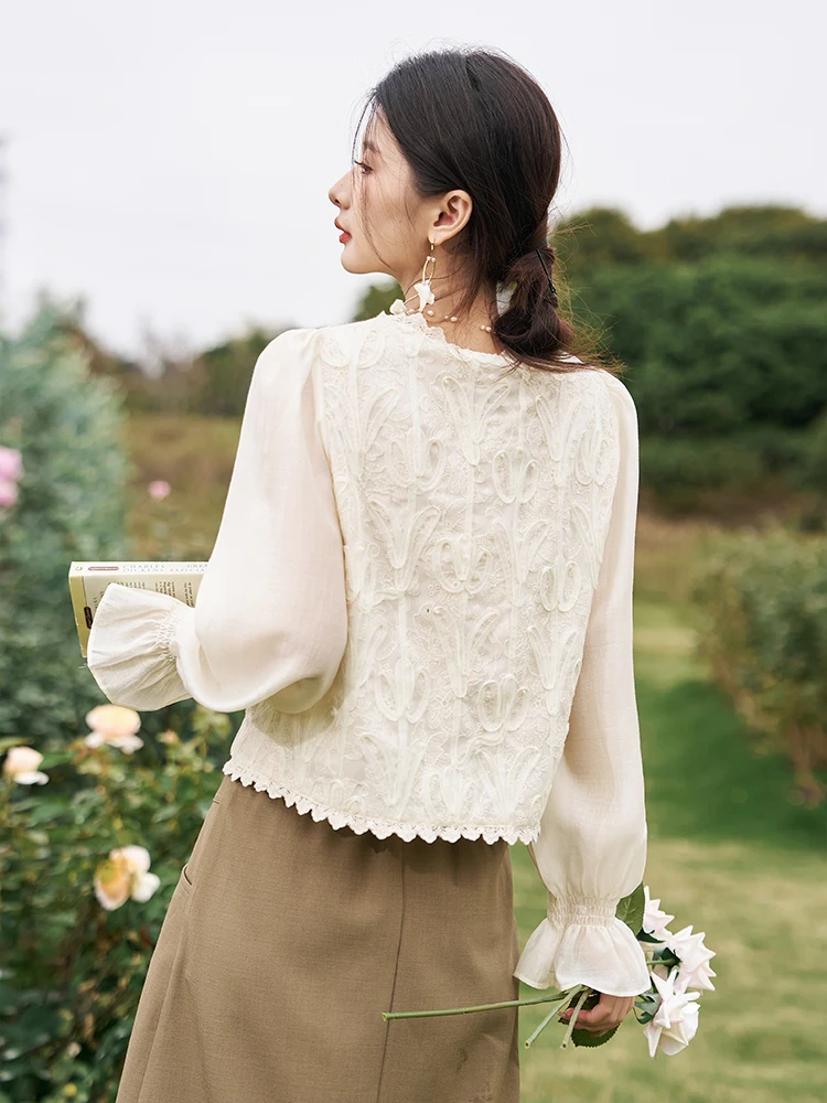 MISHOW французские кружевные шифоновые блузки для женщин весна 2024 романтический