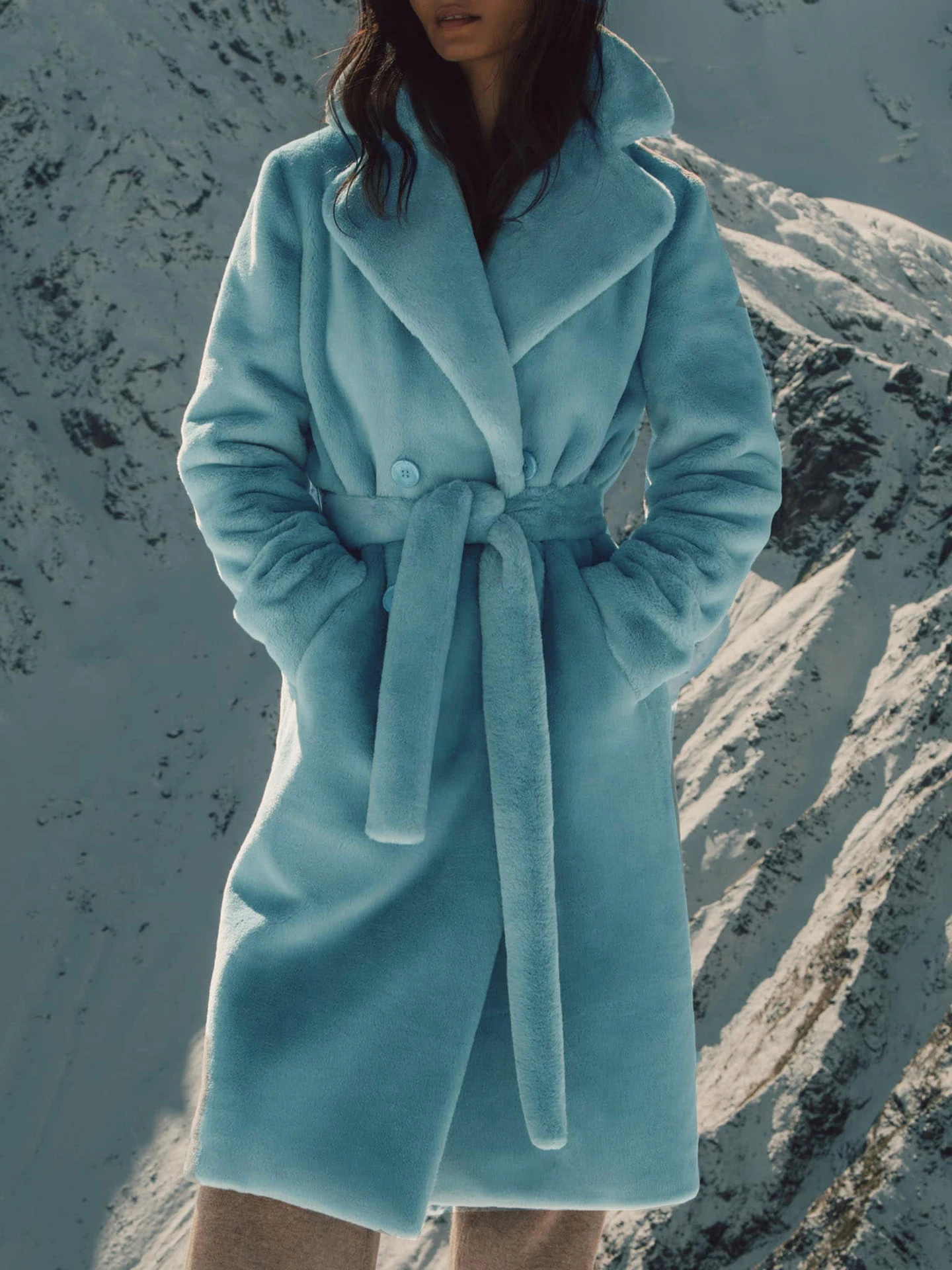 Winter Faux Fur Coat Women 2022 Turn Down Collar Thick Warm Long Jackets Female Casual Loose Coat Oversize Outwear With Belt