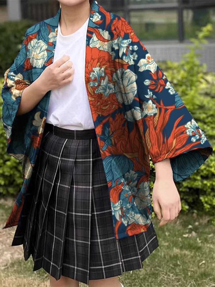 Традиционное японское кимоно размера плюс кардиган пальто с короткими рукавами