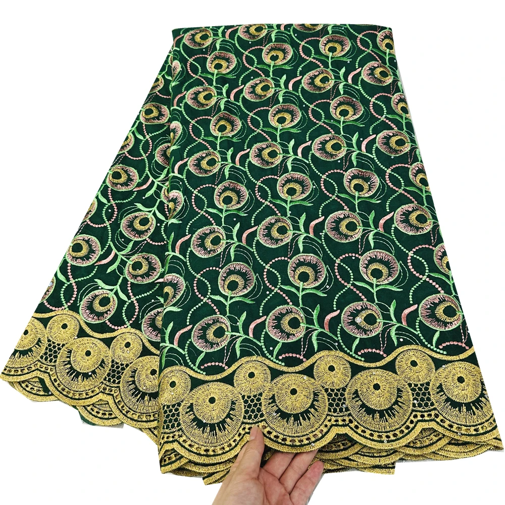 

Swiss Voile Lace Cotton Fabric High Quality African Lace Mateiral For Women Dress Sewing 5 Yards