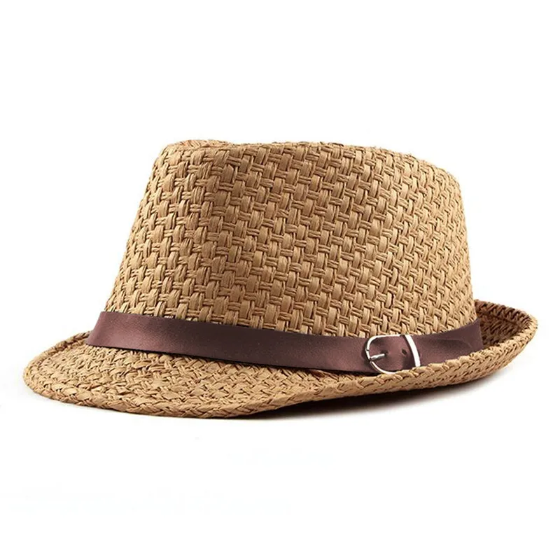 

Соломенная шляпа для мужчин и женщин, модная пляжная Панама от солнца, однотонная Повседневная ковбойская Кепка в стиле джаз с лентой, Гангстерская шапка, лето