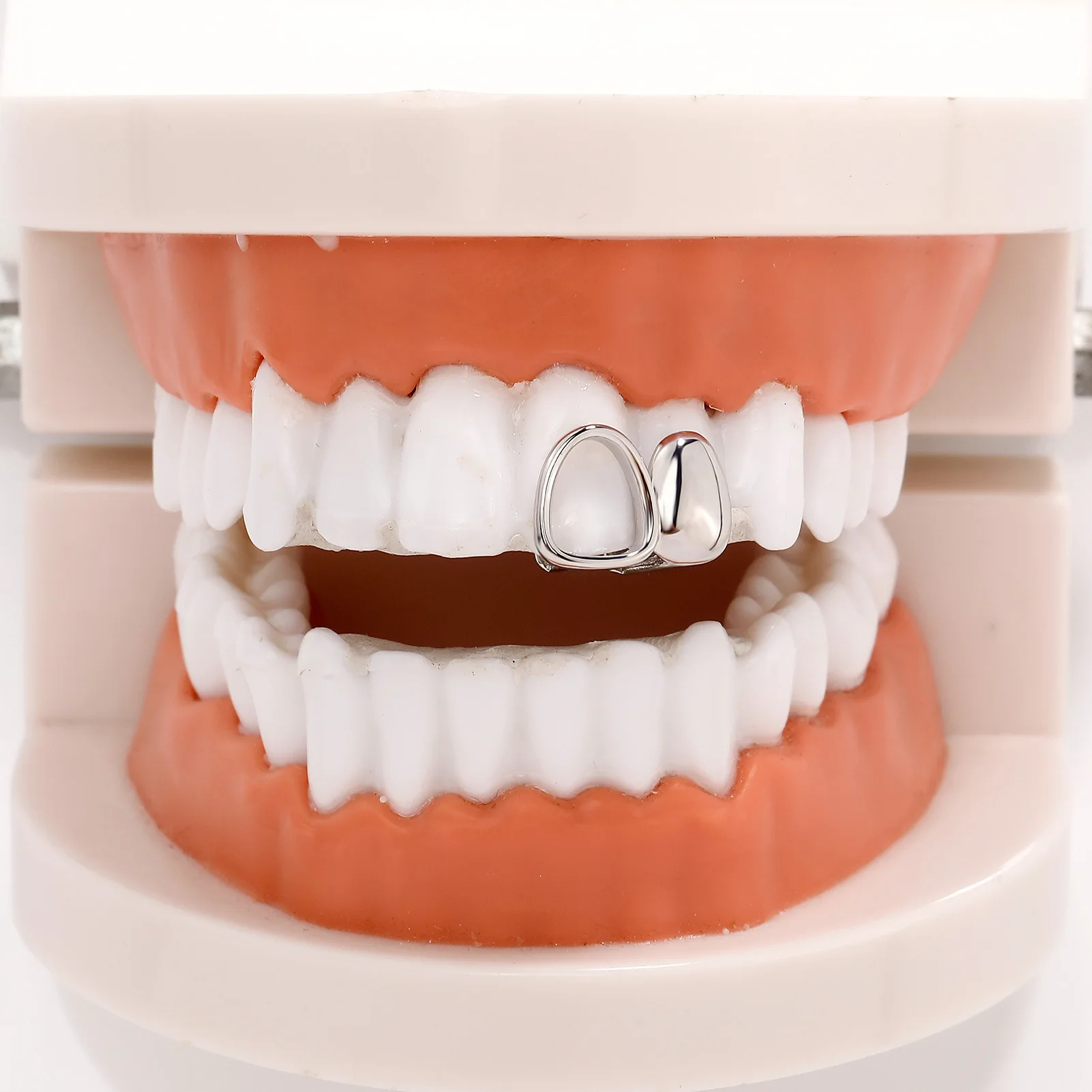 Фото RACHELZ хип-хоп смешанные двойные полые зубы Grillz панк глянцевые зубные шапочки для женщин мужчин ювелирные изделия Рождественский подарок для косплея №5