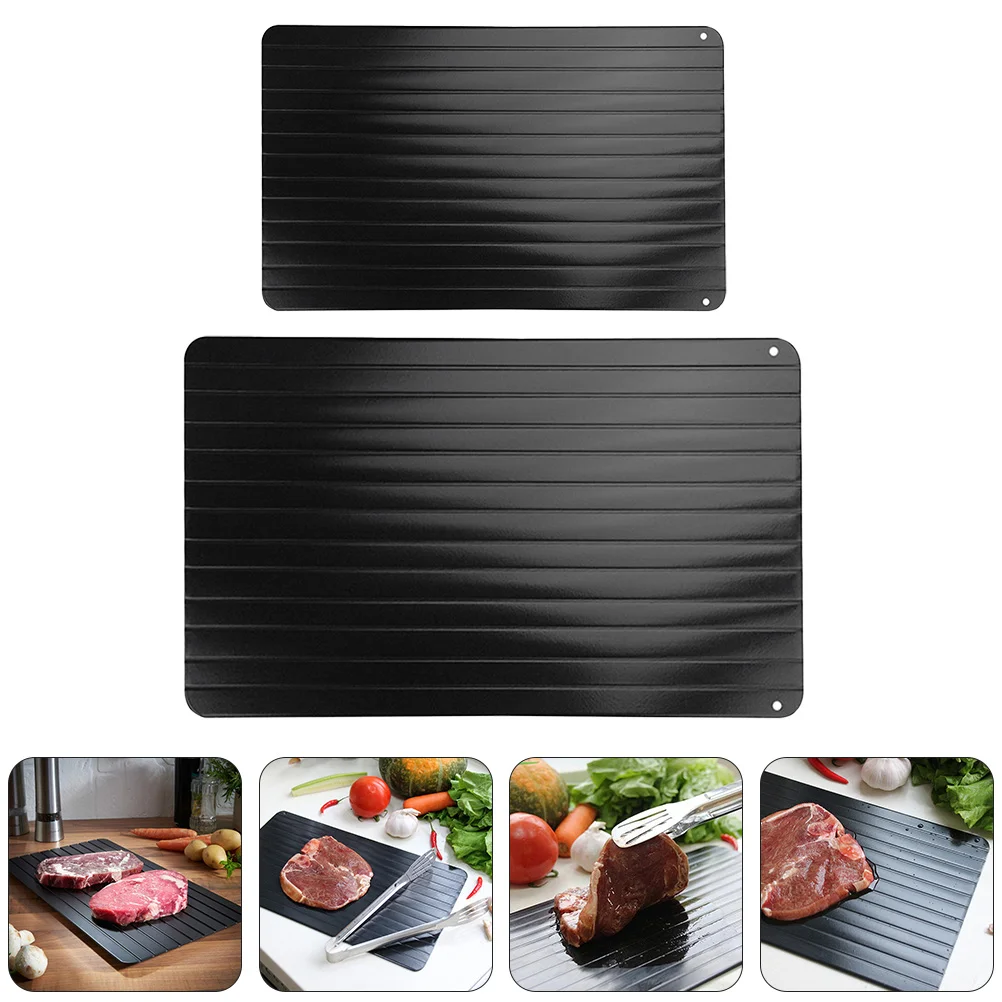 

2Pcs Fast Defrosting Trays Rapid Thawing Plates Home Defrosting Plates (Black)
