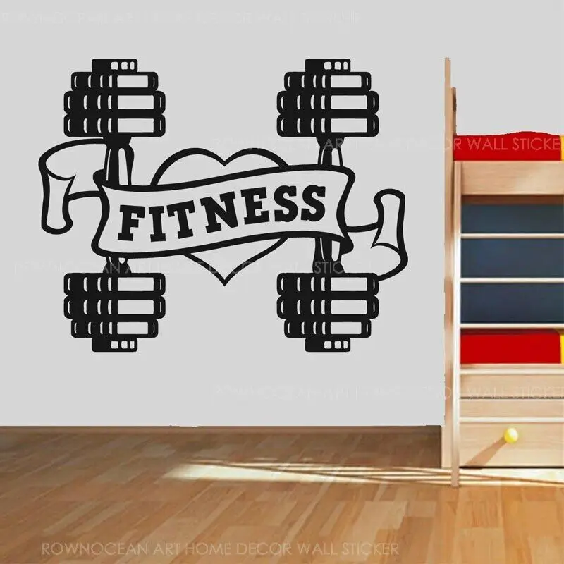 

Love Fitness Dumbbell Wall Sticker Garage Gym Vinyl Decals Home Decor Crossfit Motivation Mural Wallpaper 3G38