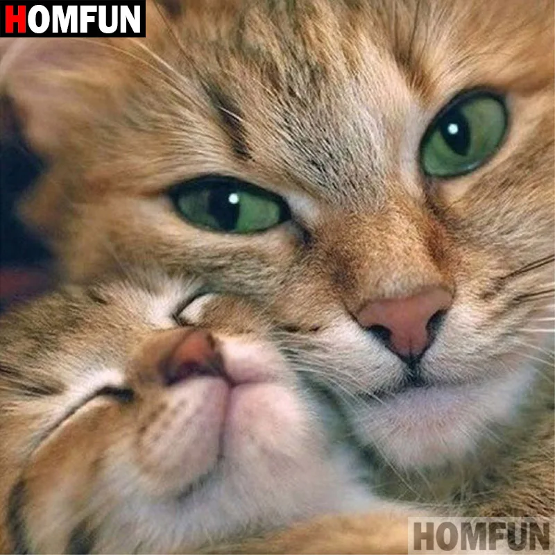 HOMFUN 5D DIY алмазная живопись полная квадратная/круглая дрель &quotживотное кошка&quot 3D