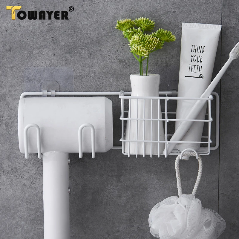 

Hair Dryer Holder Rack Hair Straightener Dryer Shelf Storage Wall Mounted Shelves Blower Shelves Bathroom Organizer Accessories