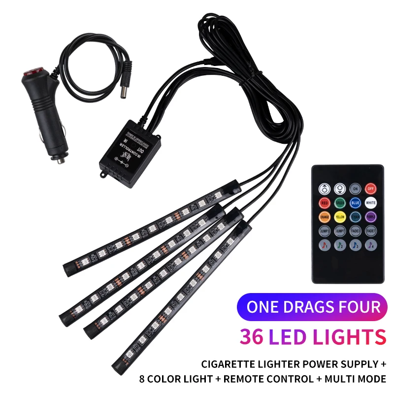 

Неоновая RGB LED Подсветка Для Ног В Автомобиле С Дистанционным Управлением, Управлением Через Приложение