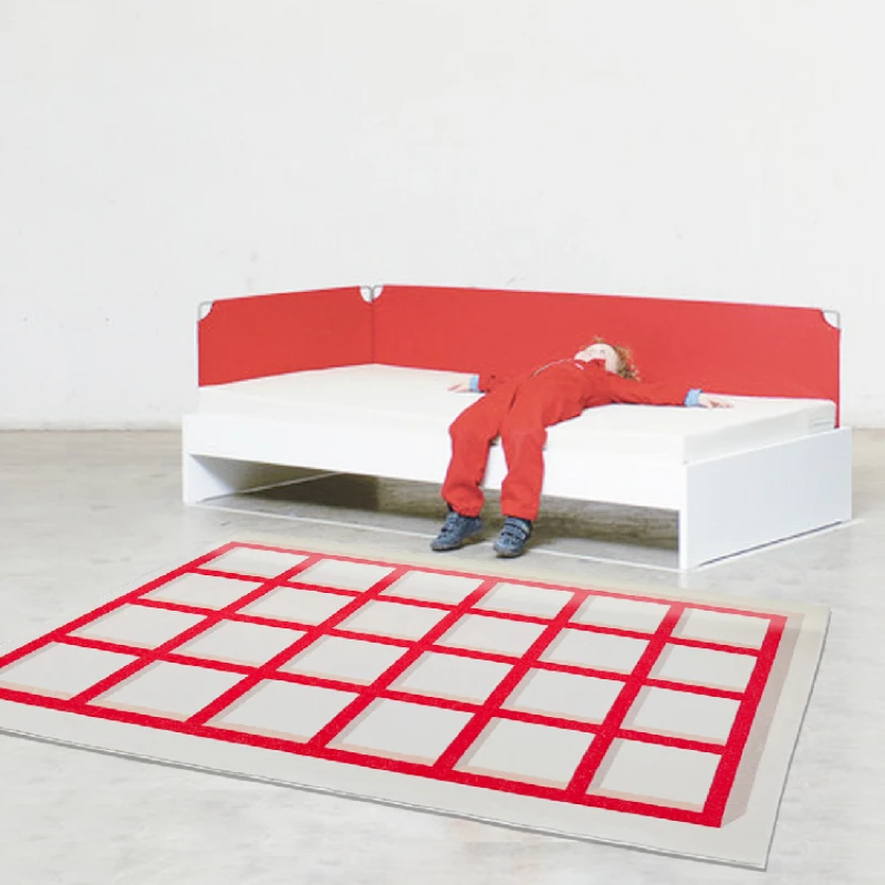 

Retro Solid Color Plaid Carpet Large Decorative Living Room Sofa Rug Bedroom INS Minimalist Polyester Thickened Furry Floor Mats