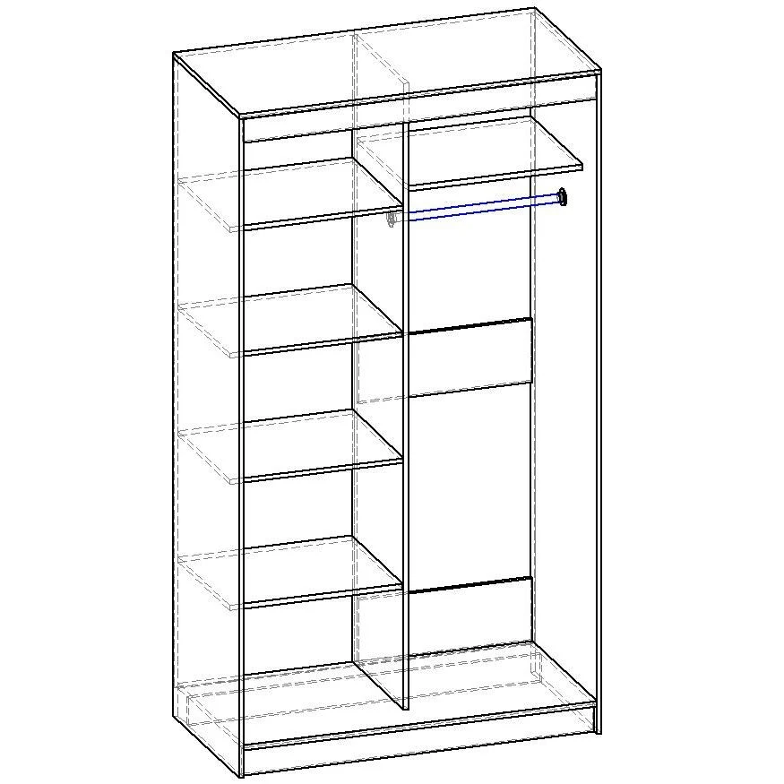 Шкаф купе БАРОНС ГРУПП Риф-2 зеркало вариант 6 250x100х60 см |