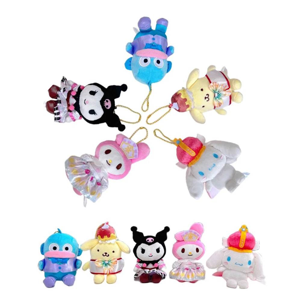 

Sanrios аниме Plushie Kuromi My Melody Cinnamoroll помпон, стиль одежды Hangyodon, аксессуары, подарки на день рождения