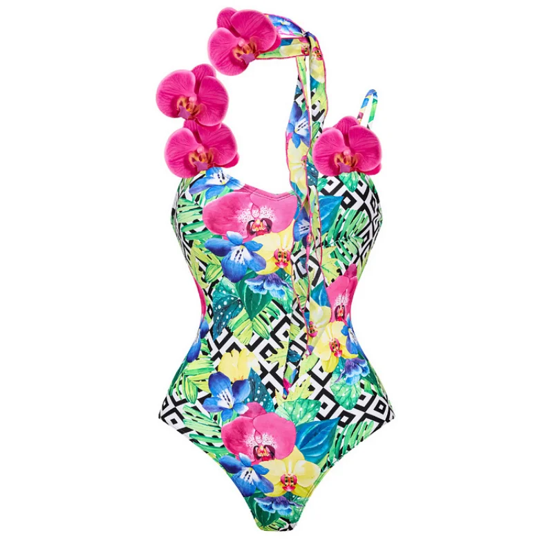 Vintage Women Swimwear One Piece Swimsuit Luxury Bikini Backless Beach Dress Designer Bathing Suit Summer Surf Wear Beachwear